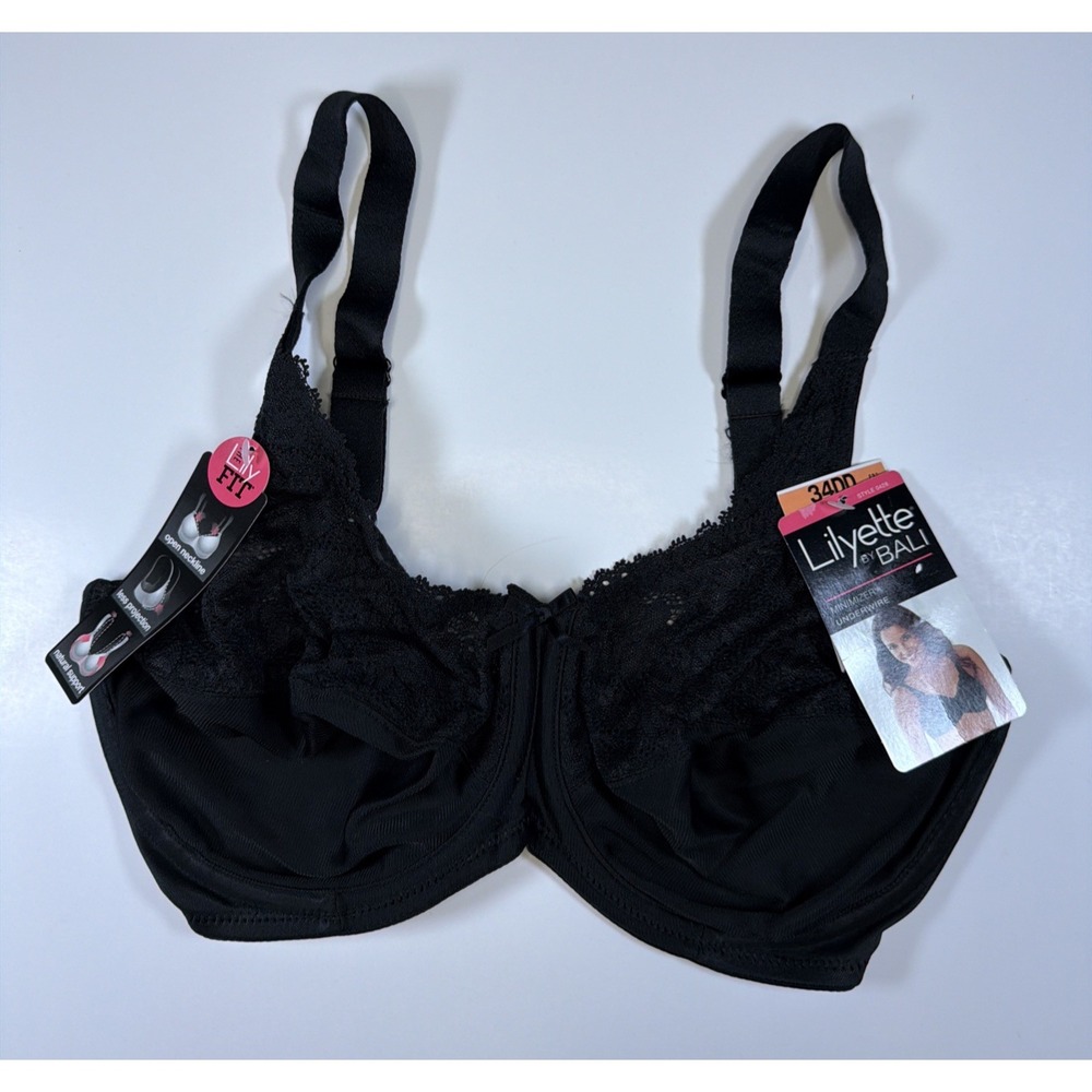 Lilyette By Bali Shaping Minimizer Underwire Bra Style 0428 Size 34DD Black NWT